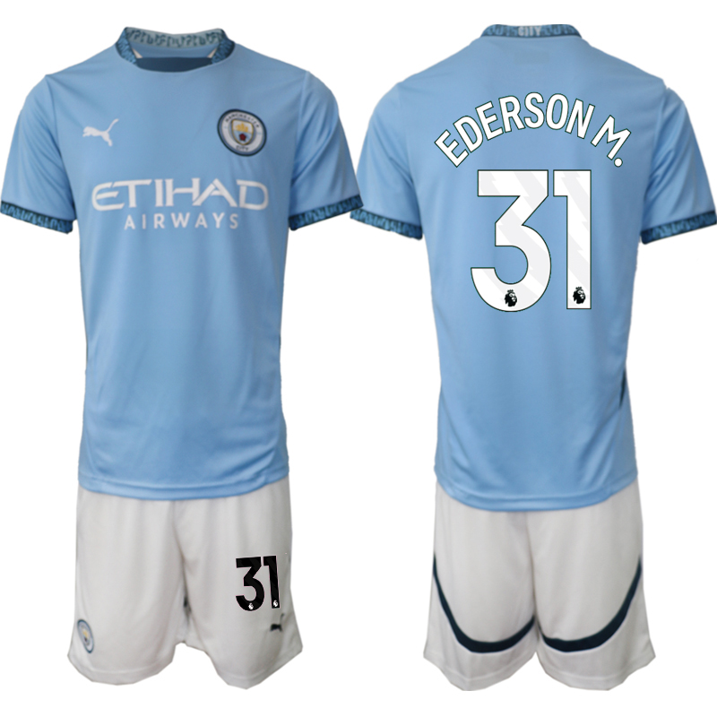Men 2024-2025 Club Manchester City home blue 31 Soccer Jersey